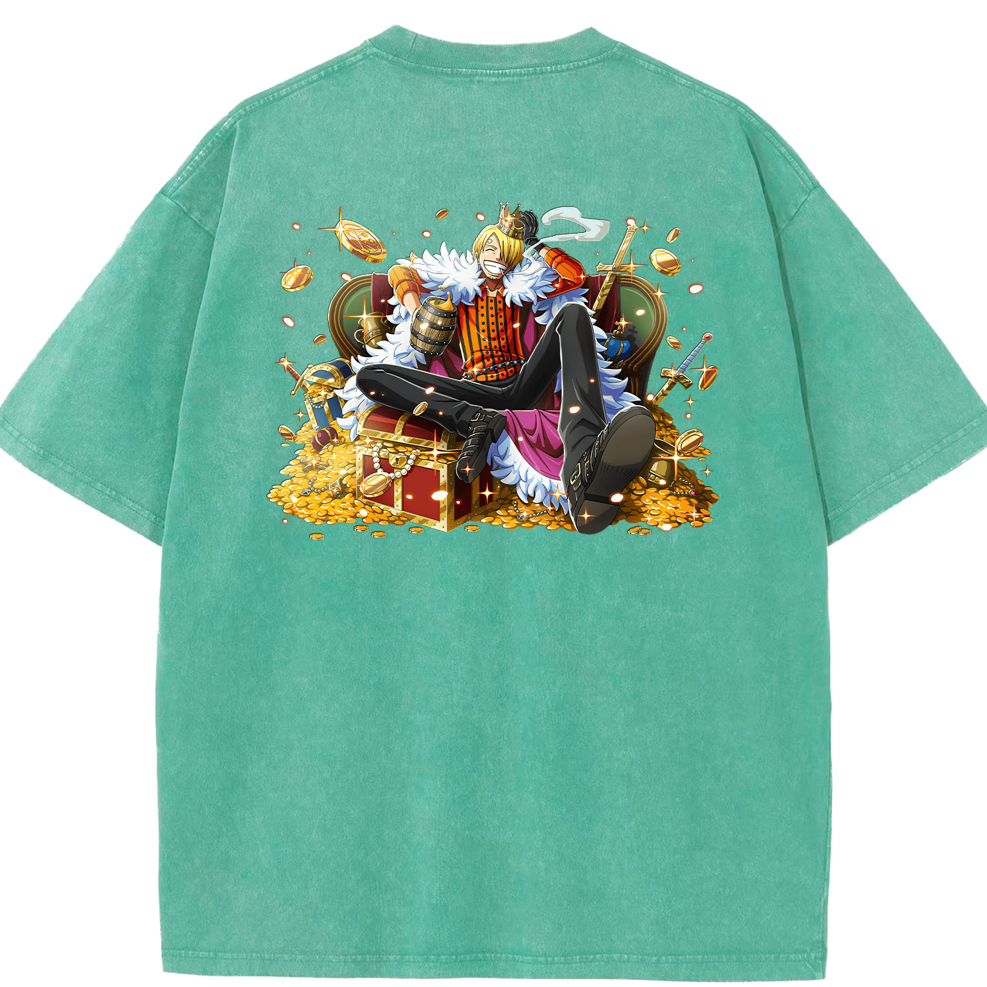 ワンピース サンジ ONE PIECE Sanji 綿100% ヴィンテージ風 半袖Tシャツ（背面プリント）